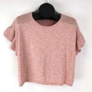 Madewell Peach Coral Heather Ruffle Short Sleeve Top Tee womens XXS cottage core